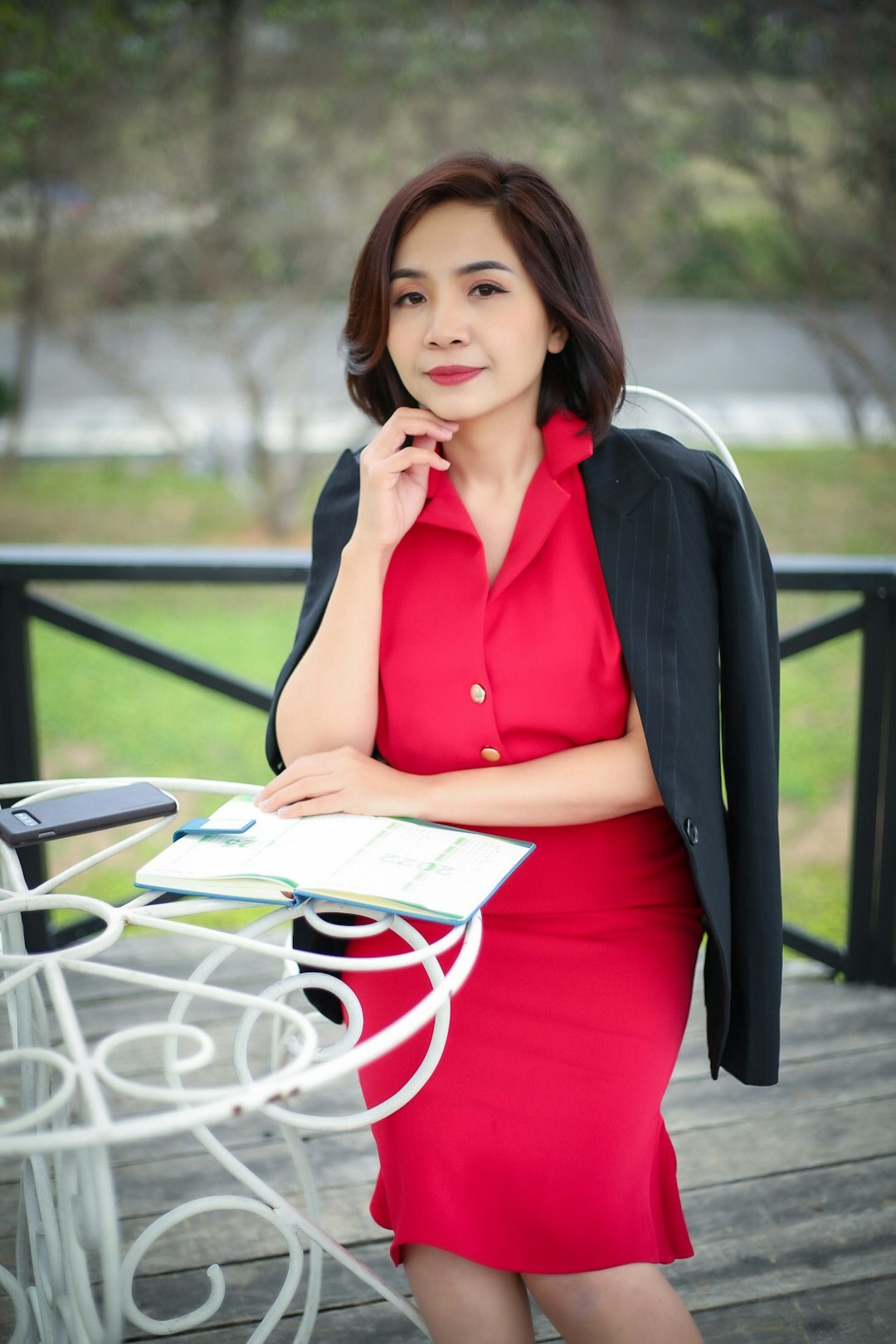 Studio portrait of a European businesswoman in a blazer